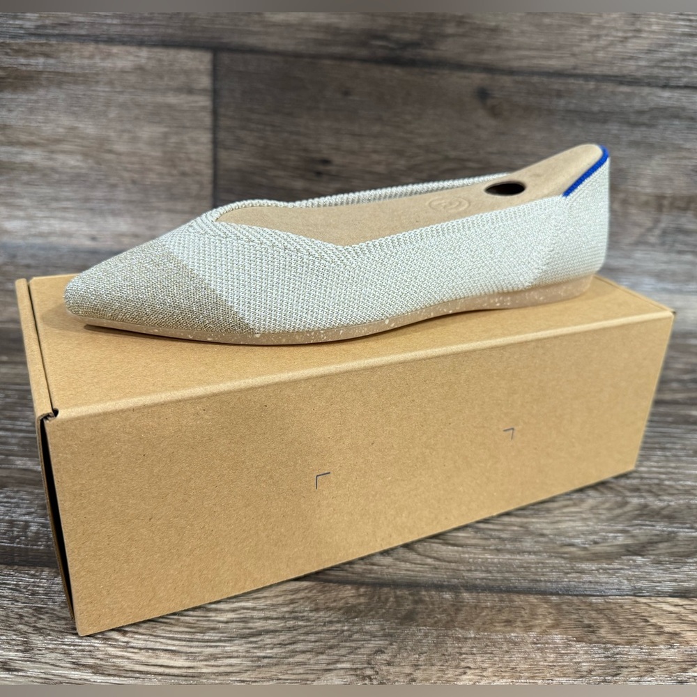 Rothys The Point Diamond Metallic Flat Shoe NEW SZ 8 - Picture 3 of 15